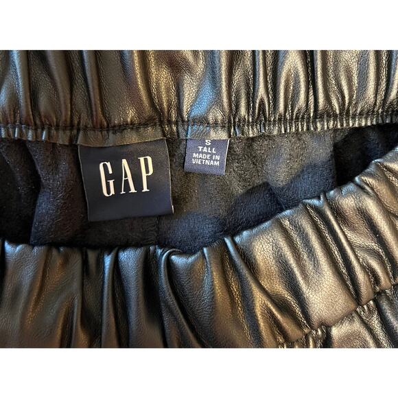 Gap Women’s Black High Rise Vegan Leather Straight Pull-On Pants, Sz Small Tall - Picture 5 of 11